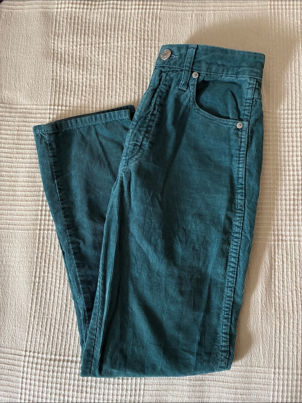 AMO Teal Straight-Leg Corduroy Pants